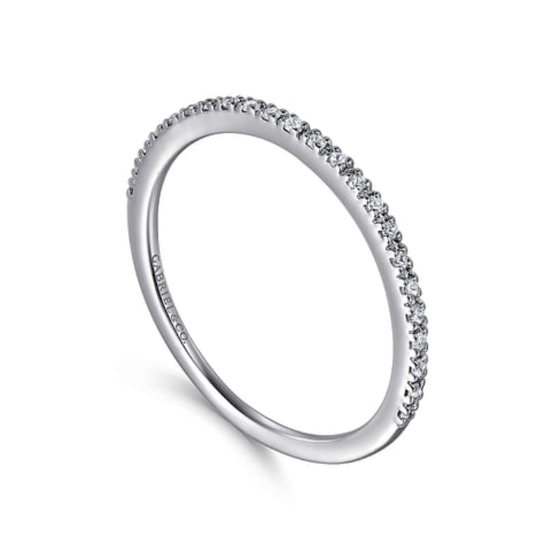 Gabriel & Co. 14K White Gold Prong Set Wedding Band - Ultra Slim img1