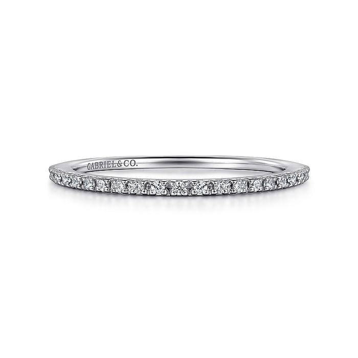 Gabriel & Co. 14K White Gold Prong Set Wedding Band - Ultra Slim img2