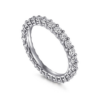 Gabriel & Co. 14K White Gold Shared Prong Wedding Band - Eternity Band img1