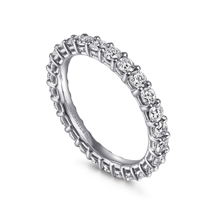 Gabriel & Co. 14K White Gold Shared Prong Wedding Band - Eternity Band img1