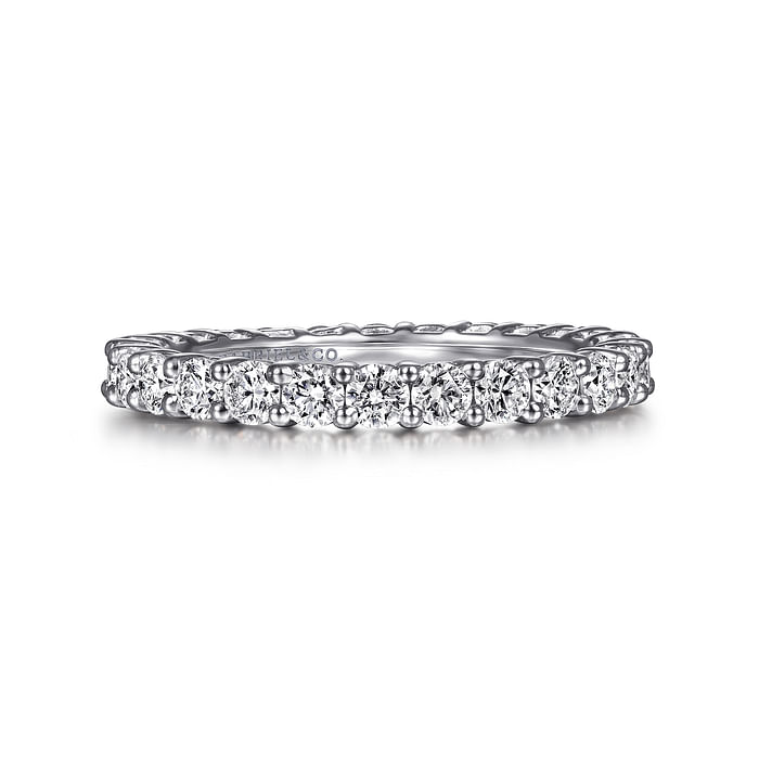 Gabriel & Co. 14K White Gold Shared Prong Wedding Band - Eternity Band img2