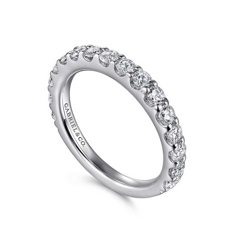 Gabriel & Co. 14K White Gold Shared Prong Wedding Band - Half Eternity img1