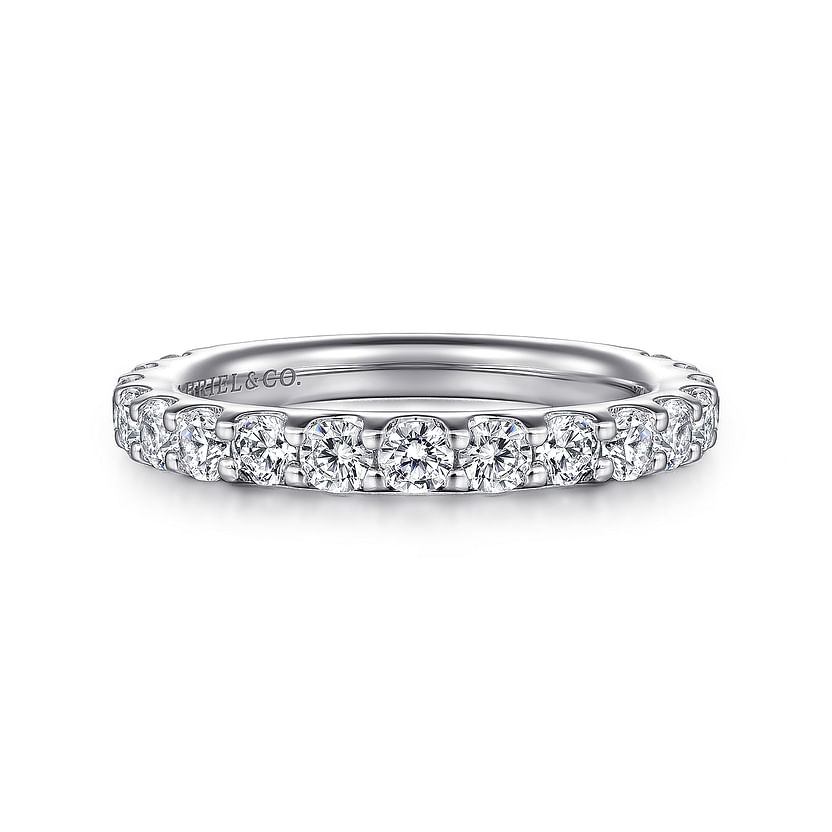 Gabriel & Co. 14K White Gold Shared Prong Wedding Band - Half Eternity img2
