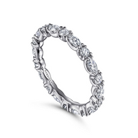 Gabriel & Co. 14K White Gold Shared Prong Wedding Band - Marquise Diamonds img1