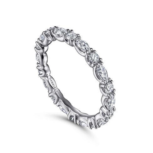 Gabriel & Co. 14K White Gold Shared Prong Wedding Band - Marquise Diamonds img1