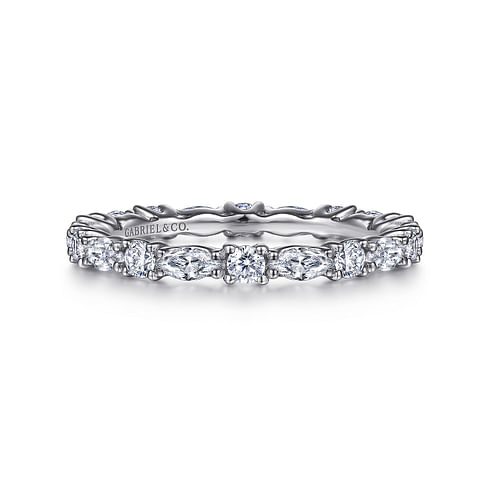 Gabriel & Co. 14K White Gold Shared Prong Wedding Band - Marquise Diamonds img2
