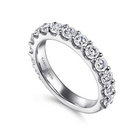 Gabriel & Co. 14K White Gold Shared Prong Wedding Band - Natural Diamond img1