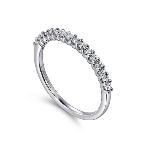 Gabriel & Co. 14K White Gold Shared Prong Wedding Band - Round Diamond img1