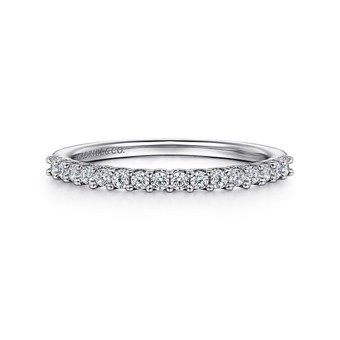 Gabriel & Co. 14K White Gold Shared Prong Wedding Band - Round Diamond img2