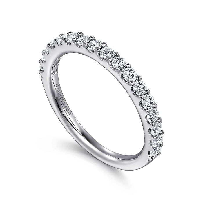 Gabriel & Co. 14K White Gold Shared Prong Wedding Band - Slim Band img1