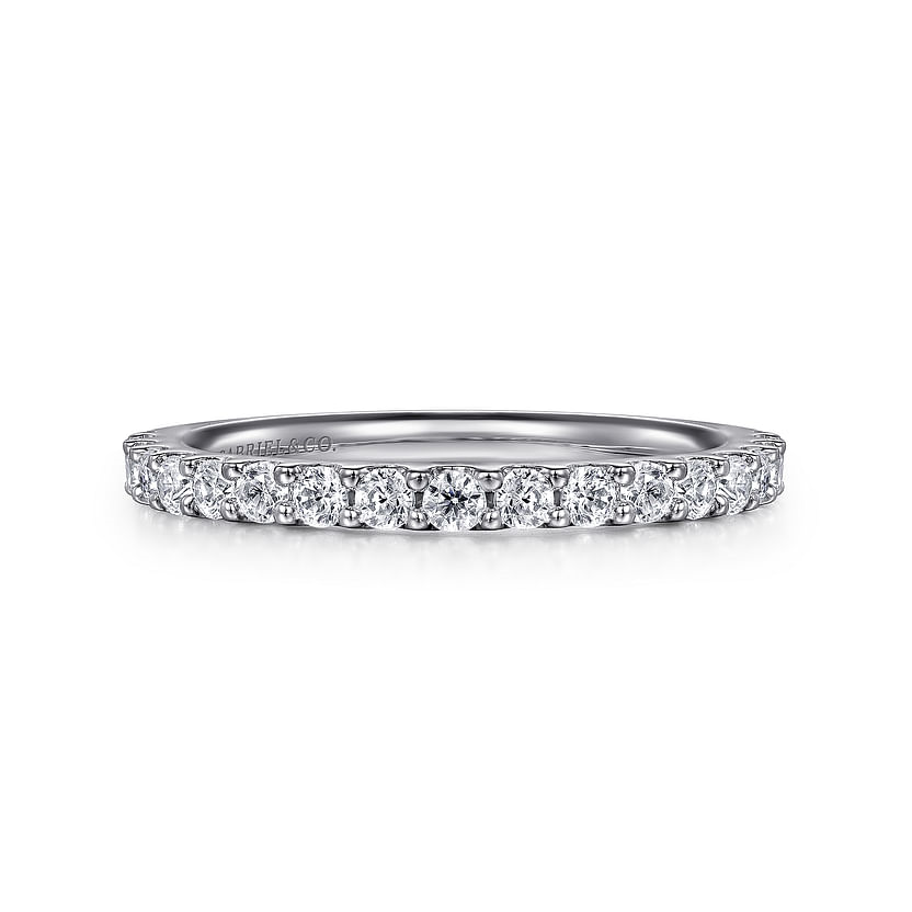 Gabriel & Co. 14K White Gold Shared Prong Wedding Band - Slim Band img2