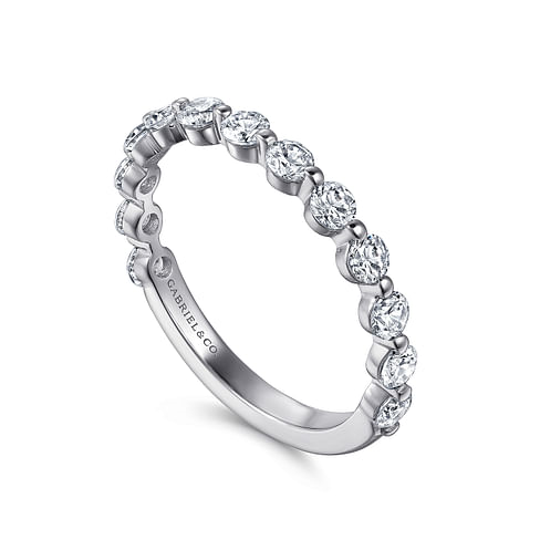 Gabriel & Co. 14K White Gold Single Prong Wedding Band - Half Eternity img1