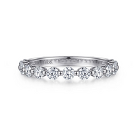 Gabriel & Co. 14K White Gold Single Prong Wedding Band - Half Eternity img2