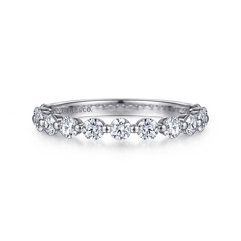 Gabriel & Co. 14K White Gold Single Prong Wedding Band - Half Eternity img2