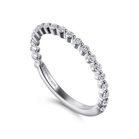 Gabriel & Co. 14K White Gold Single Prong Wedding Band - Round Brilliant Diamonds img1
