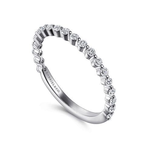 Gabriel & Co. 14K White Gold Single Prong Wedding Band - Round Brilliant Diamonds img1