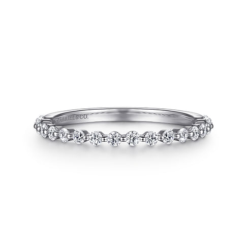 Gabriel & Co. 14K White Gold Single Prong Wedding Band - Round Brilliant Diamonds img2