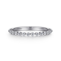 Gabriel & Co. 14K White Gold Single Prong Wedding Band - Round Brilliant Diamonds img2