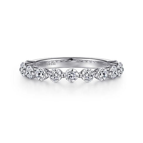 Gabriel & Co. 14K White Gold Single Prong Wedding Band - Round Diamond img2