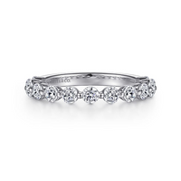Gabriel & Co. 14K White Gold Single Prong Wedding Band - Round Diamond img2
