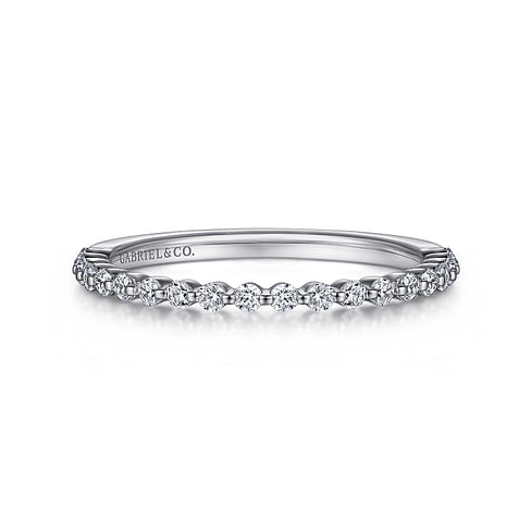 Gabriel & Co. 14K White Gold Single Prong Wedding Band - Sleek Accent img2