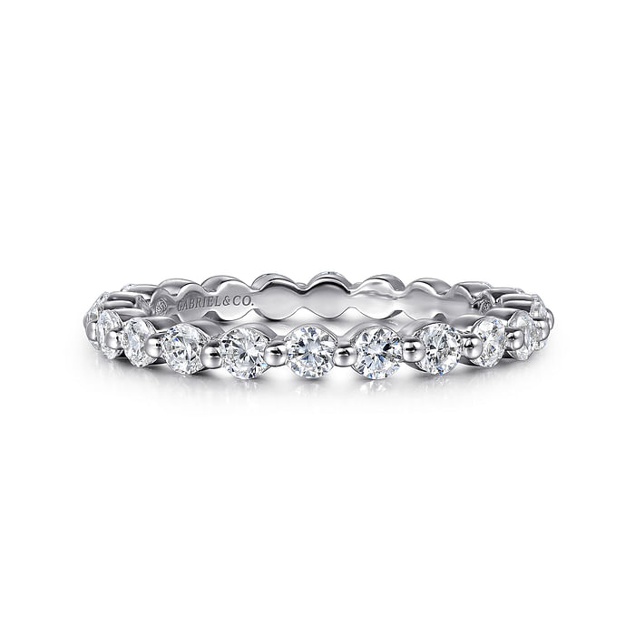 Gabriel & Co. 14K White Gold Single Prong Wedding Band - White Gold img2