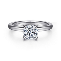 Gabriel & Co. 14K White Gold Solitaire Engagement Ring - Hidden Halo Accent img1