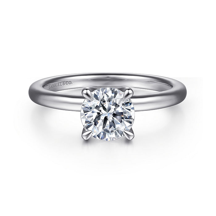 Gabriel & Co. 14K White Gold Solitaire Engagement Ring - Hidden Halo Accent img1