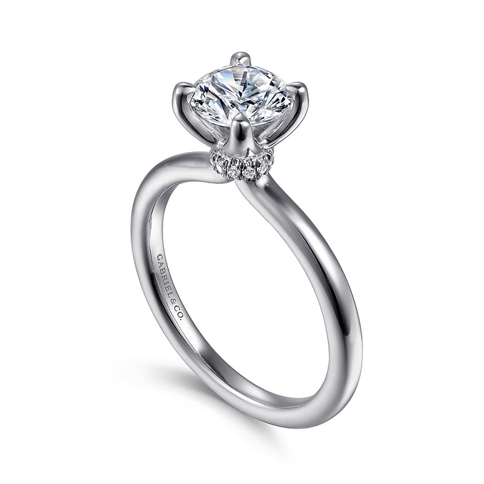 Gabriel & Co. 14K White Gold Solitaire Engagement Ring - Hidden Halo Accent img2