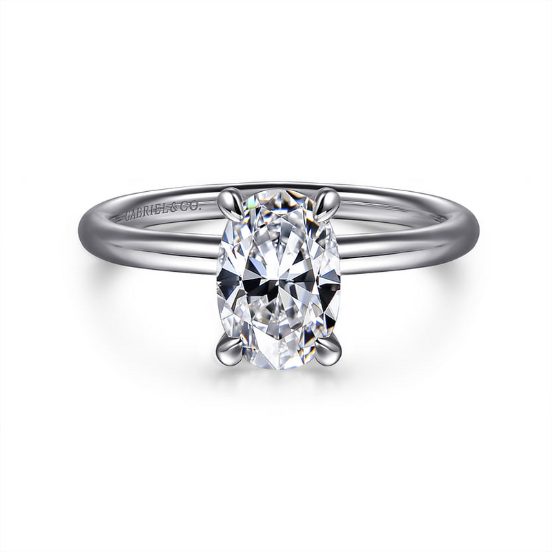Gabriel & Co. 14K White Gold Solitaire Engagement Ring - Oval Cut Diamond img1