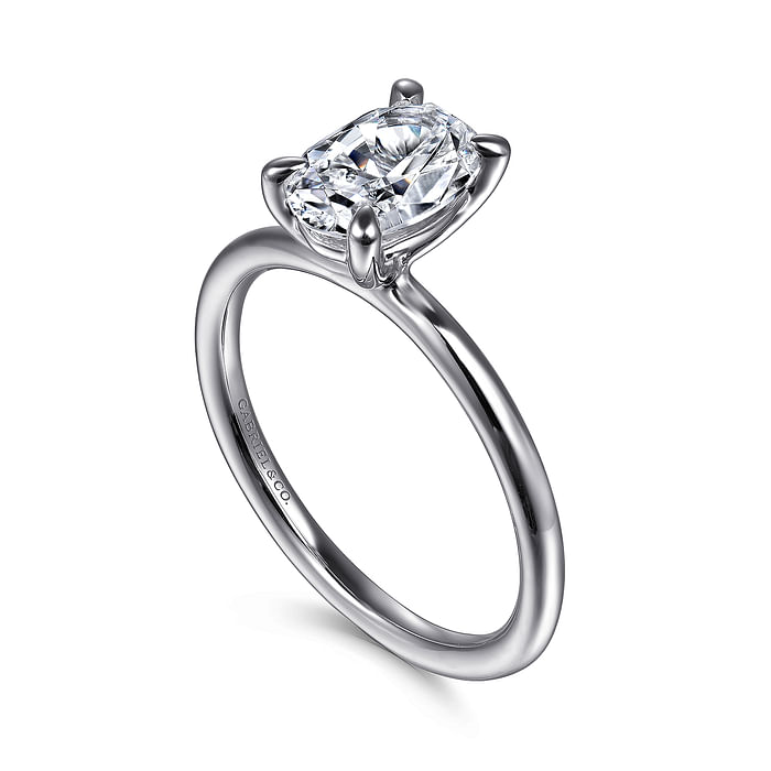 Gabriel & Co. 14K White Gold Solitaire Engagement Ring - Oval Cut Diamond img2