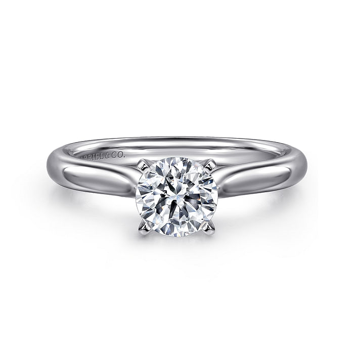 Gabriel & Co. 14K White Gold Solitaire Engagement Ring - Round Cut 7.4mm img1
