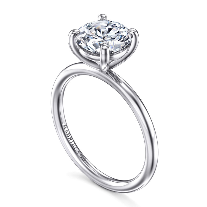 Gabriel & Co. 14K White Gold Solitaire Engagement Ring - Round Cut 8mm img2
