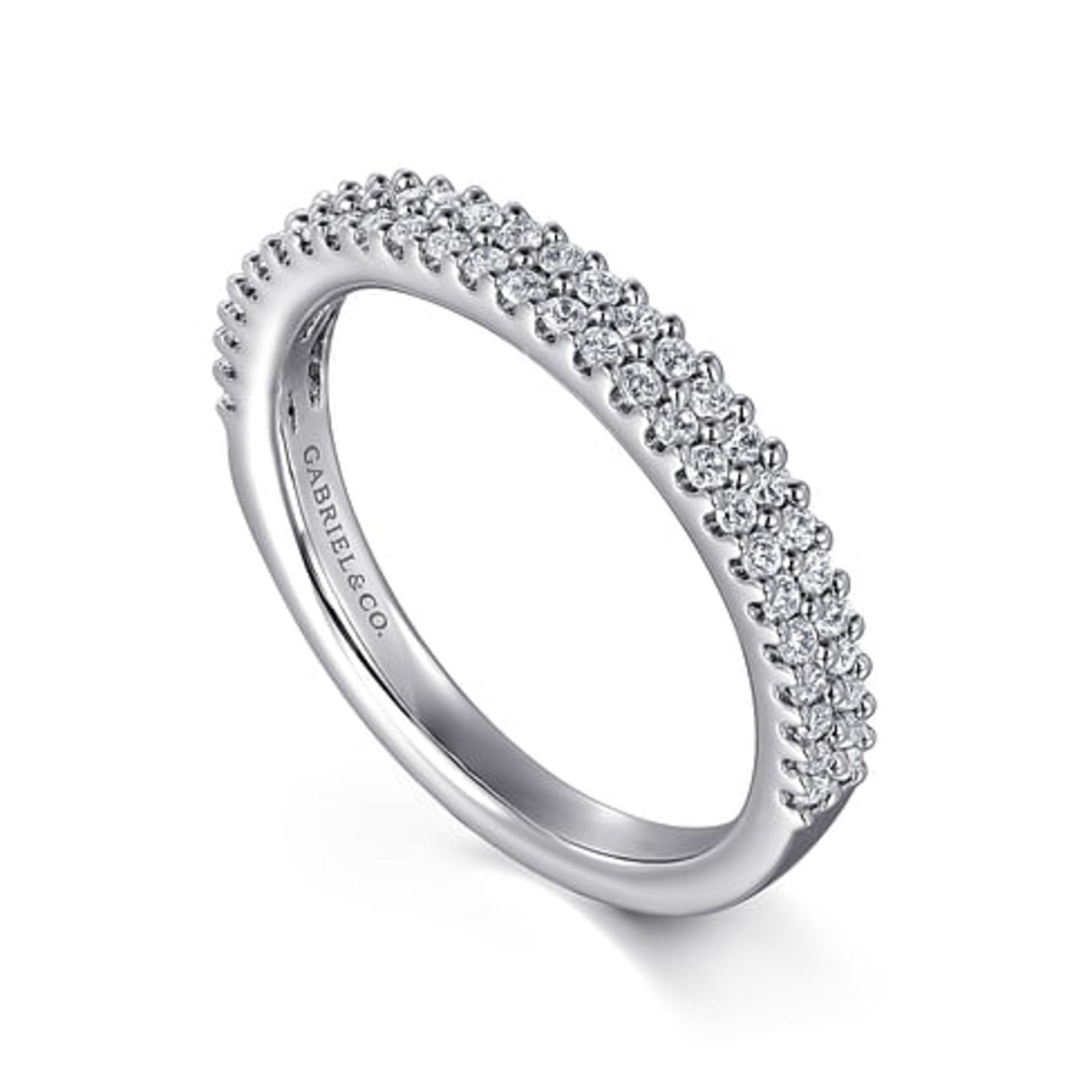 Gabriel & Co. 14K White Gold Stackable Wedding Band - Double Pavé img1