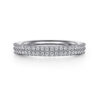 Gabriel & Co. 14K White Gold Stackable Wedding Band - Double Pavé img2