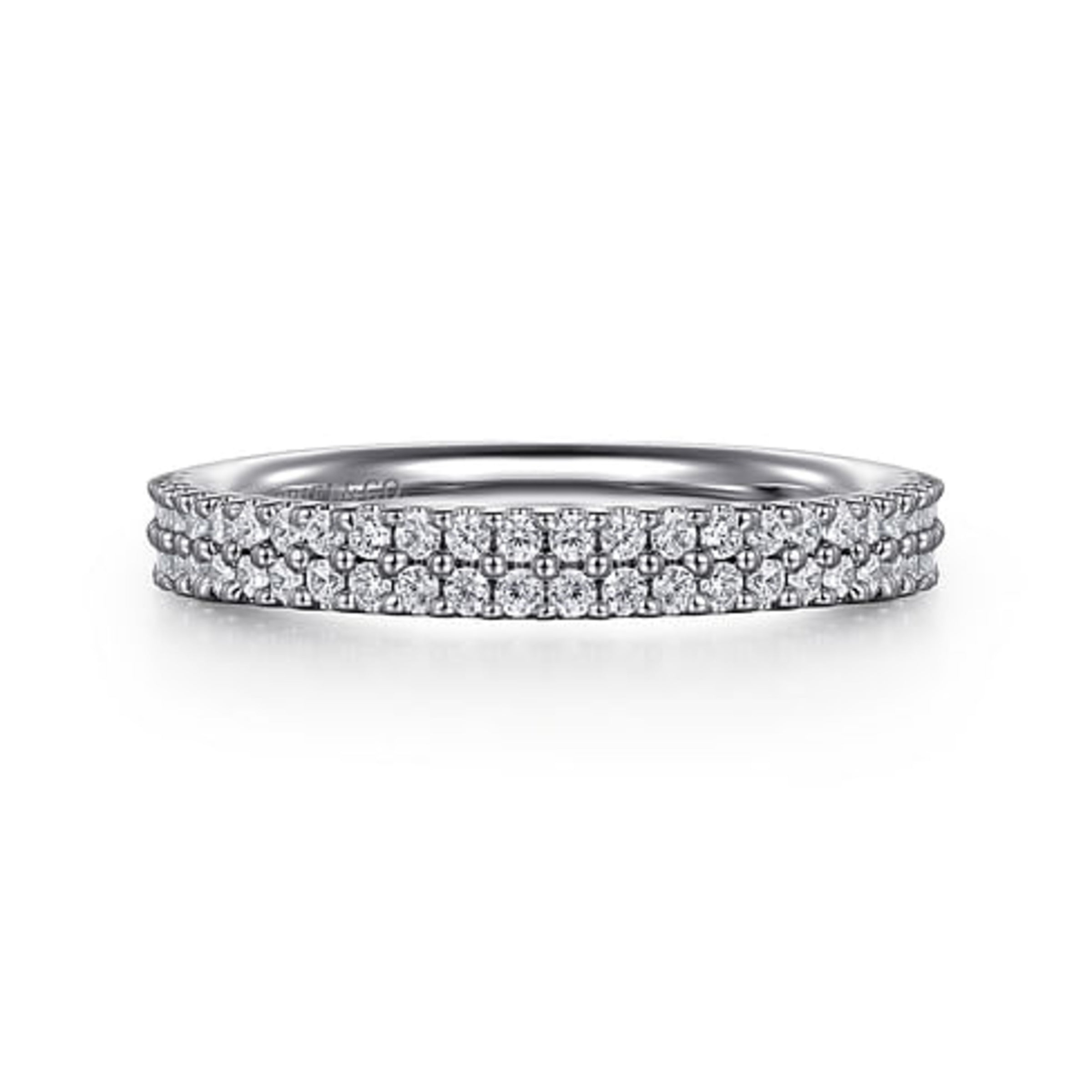 Gabriel & Co. 14K White Gold Stackable Wedding Band - Double Pavé img2