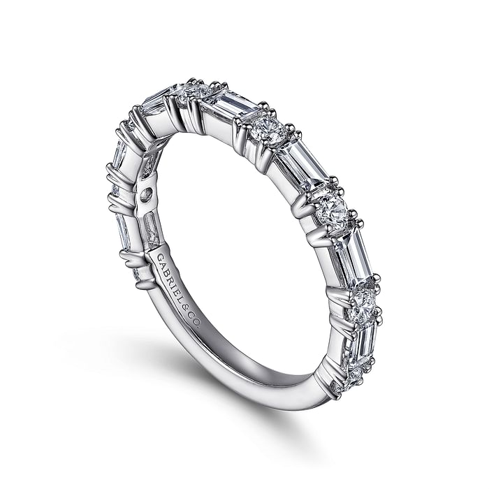 Gabriel & Co. 14K White Gold Stackable Wedding Band - Geometric Sparkle img1