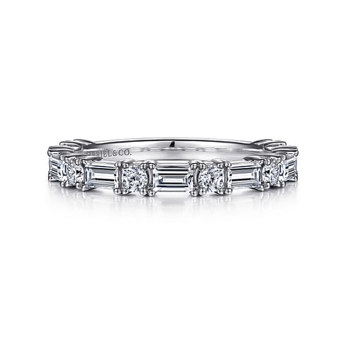 Gabriel & Co. 14K White Gold Stackable Wedding Band - Geometric Sparkle img2