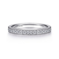 Gabriel & Co. 14K White Gold Stackable Wedding Band - Milgrain Pavé img2