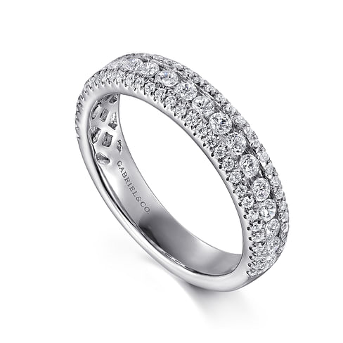Gabriel & Co. 14K White Gold Stackable Wedding Band - Pavé Halo img1