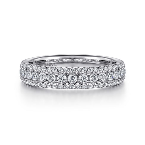 Gabriel & Co. 14K White Gold Stackable Wedding Band - Pavé Halo img2