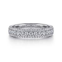 Gabriel & Co. 14K White Gold Stackable Wedding Band - Pavé Halo img2