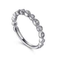 Gabriel & Co. 14K White Gold Vintage Pave Wedding Band img1