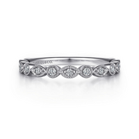 Gabriel & Co. 14K White Gold Vintage Pave Wedding Band img2
