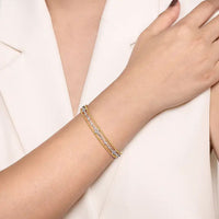 Gabriel & Co. 14K White Gold and Yellow Gold Diamond Bujukan Cuff Bangle img3