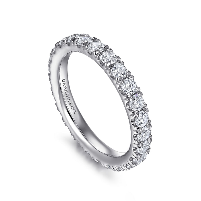 Gabriel & Co. 14K White Pave Set Wedding Band 1.45 Carats Diamond img1