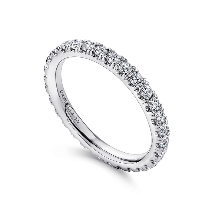 Gabriel & Co. 14K White Shared Prong Wedding Band img1