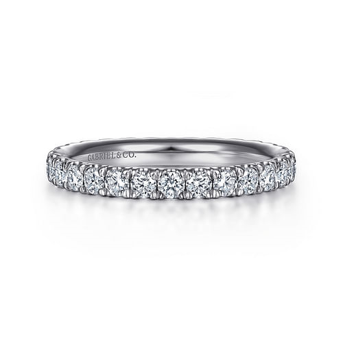 Gabriel & Co. 14K White Shared Prong Wedding Band img2