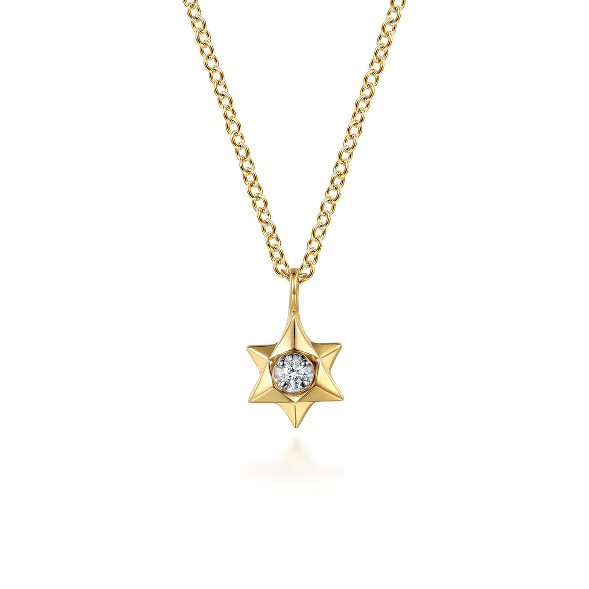 Gabriel & Co. 14K White & Yellow Gold Star of David Diamond Necklace