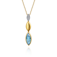Gabriel & Co. 14K White and Yellow Gold Diamond and Blue Topaz Necklace